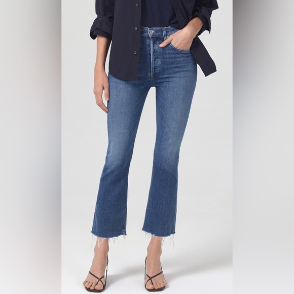 Citizens of Humanity Isola Jeans Size 26 Lawless Blue Crop Flare Stretch Denim - Picture 1 of 15